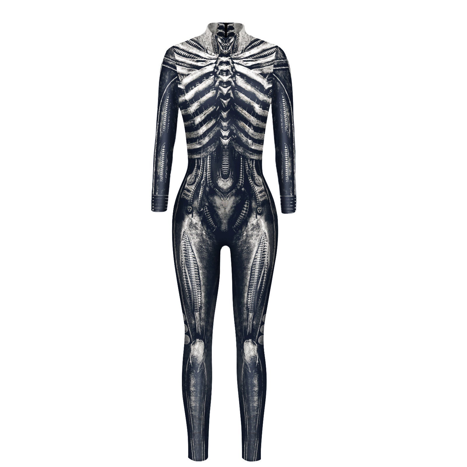 3D Skeleton Print Halloween Cosplay Jumpsuit Bodysuit