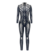 3D Skeleton Print Halloween Cosplay Jumpsuit Bodysuit