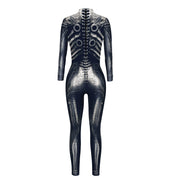 3D Skeleton Print Halloween Cosplay Jumpsuit Bodysuit