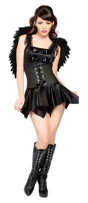 Roma Black Gothic Angel Women's Halloween Fancy Dress Costume