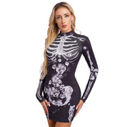 Skeleton Zombie Bodycon Mini Dress Halloween Costume