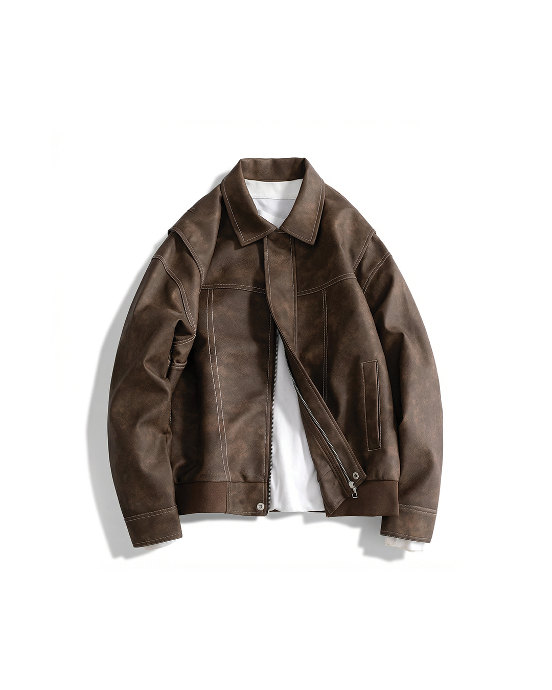Benson Classic Faux Leather Bomber Jacket | Men's Winter Coat | Brown Dark Grey Green Purple Pink