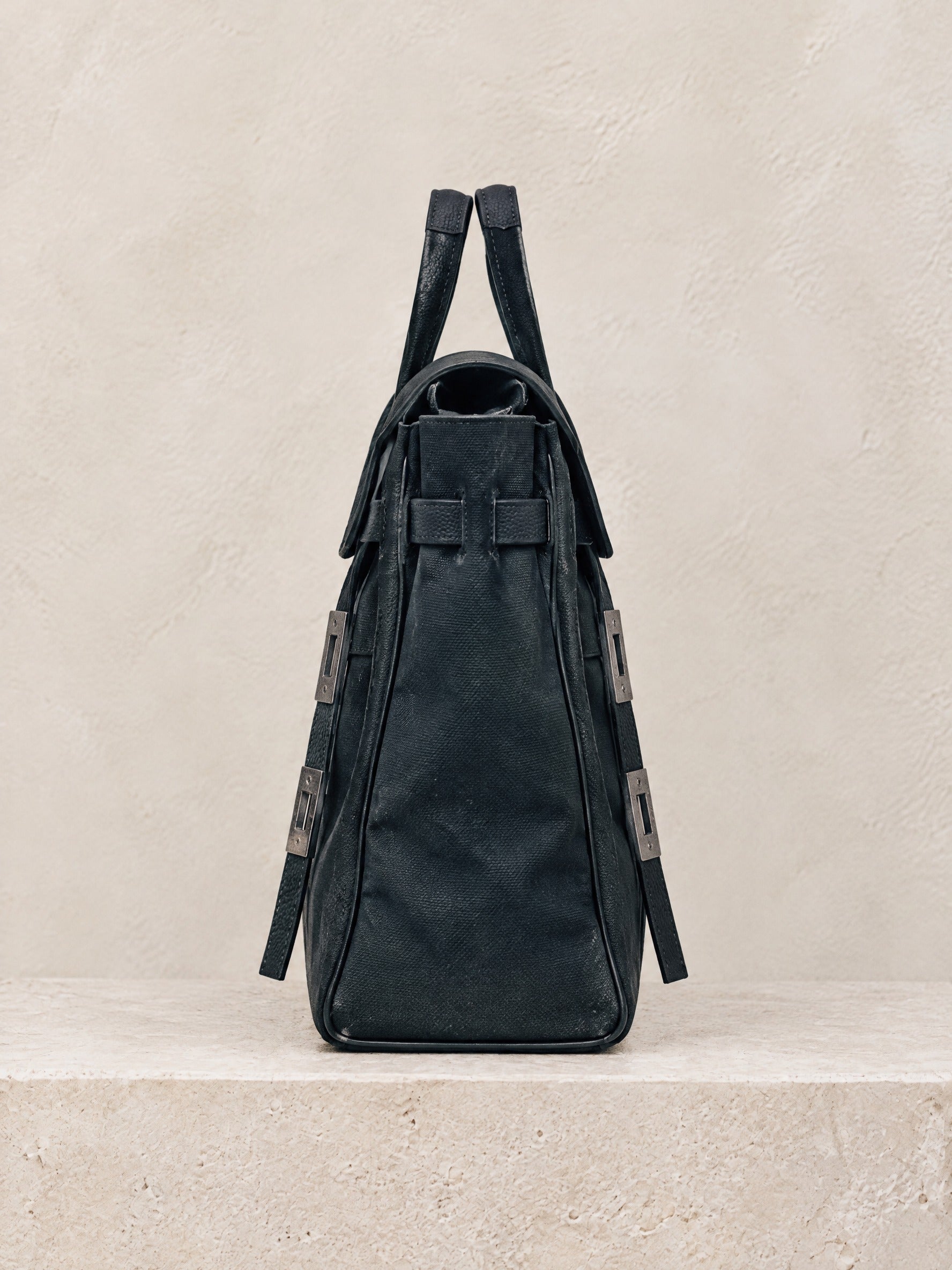 Lucienne Canvas Tote Bag – Premium Structured Handbag with Flap Detail and Gold Hardware