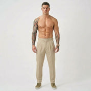 Lockhart Men's Slim Tailored Trousers in Cream | Smart Casual Chinos UK