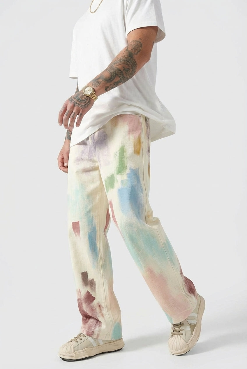 Avenir Painted Pants | Women's Artistic Painted Print Trousers | Unique Fashion Bottoms UK
