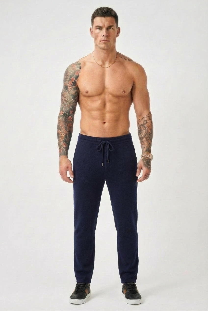 Cloud Men's Merino Wool Trousers in Navy | Luxury Soft Smart Bottoms UK