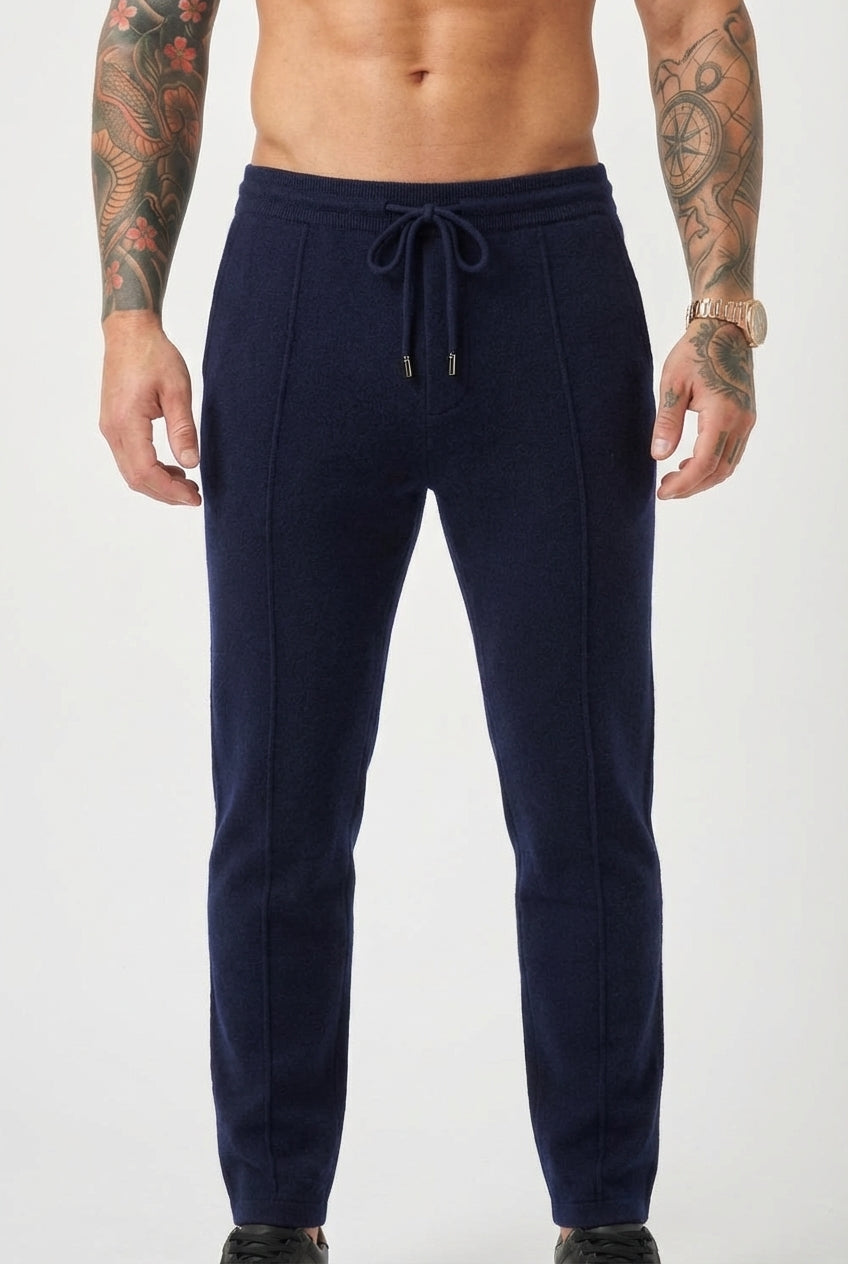 Cloud Men's Merino Wool Trousers in Navy | Luxury Soft Smart Bottoms UK
