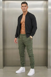 Atlas Men's Cargo Jogger Trousers in Army Green | Utility Relaxed Fit Bottoms UK