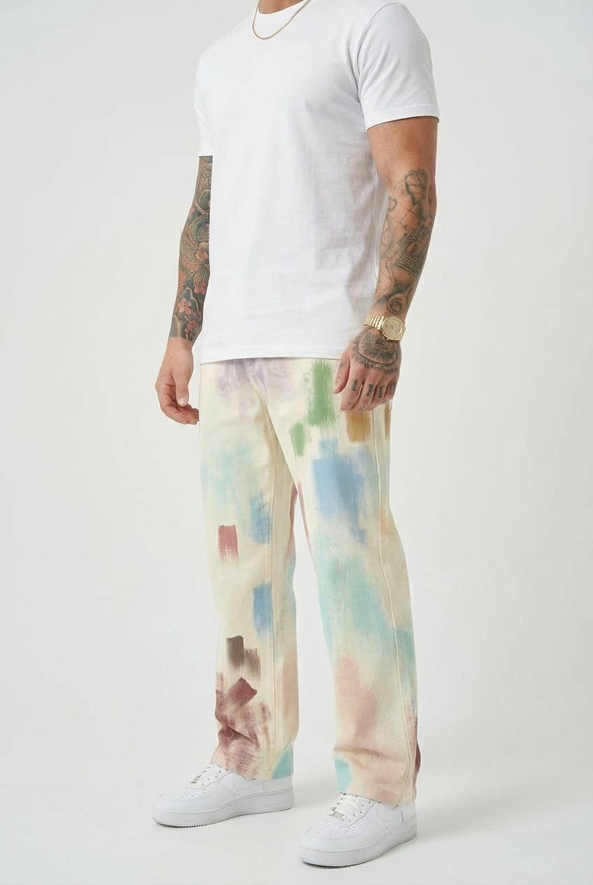 Avenir Painted Pants | Women's Artistic Painted Print Trousers | Unique Fashion Bottoms UK