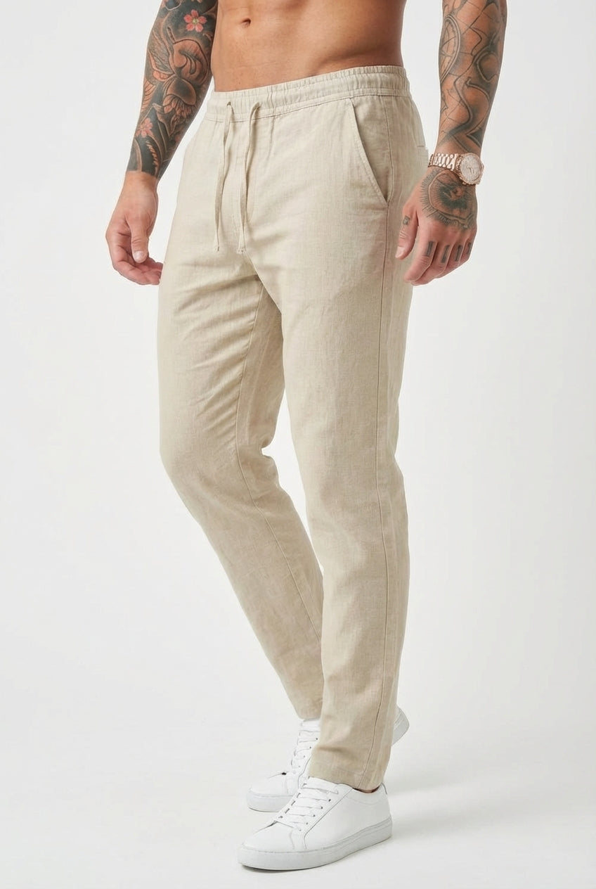 Coastal Ease Linen Pants | Men's Linen Summer Trousers | Breathable Relaxed Bottoms UK