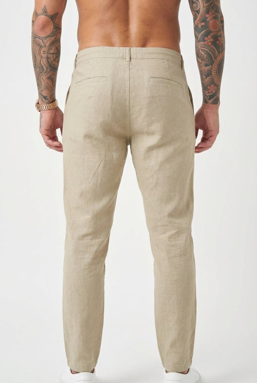 Coastal Ease Linen Pants | Men's Linen Summer Trousers | Breathable Relaxed Bottoms UK