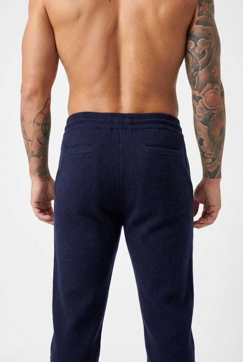Cloud Men's Merino Wool Trousers in Navy | Luxury Soft Smart Bottoms UK