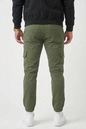 Atlas Men's Cargo Jogger Trousers in Army Green | Utility Relaxed Fit Bottoms UK