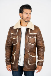 Suede Shearling Jacket II | Men's Faux Shearling-Lined Winter Coat | Light Grey Brown