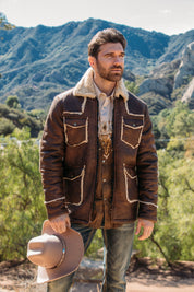 Suede Shearling Jacket II | Men's Faux Shearling-Lined Winter Coat | Light Grey Brown