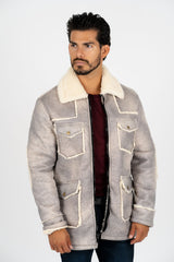 Suede Shearling Jacket II | Men's Faux Shearling-Lined Winter Coat | Light Grey Brown