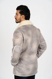Suede Shearling Jacket II | Men's Jacket | Men Faux Suede Shearling Light Grey Brown