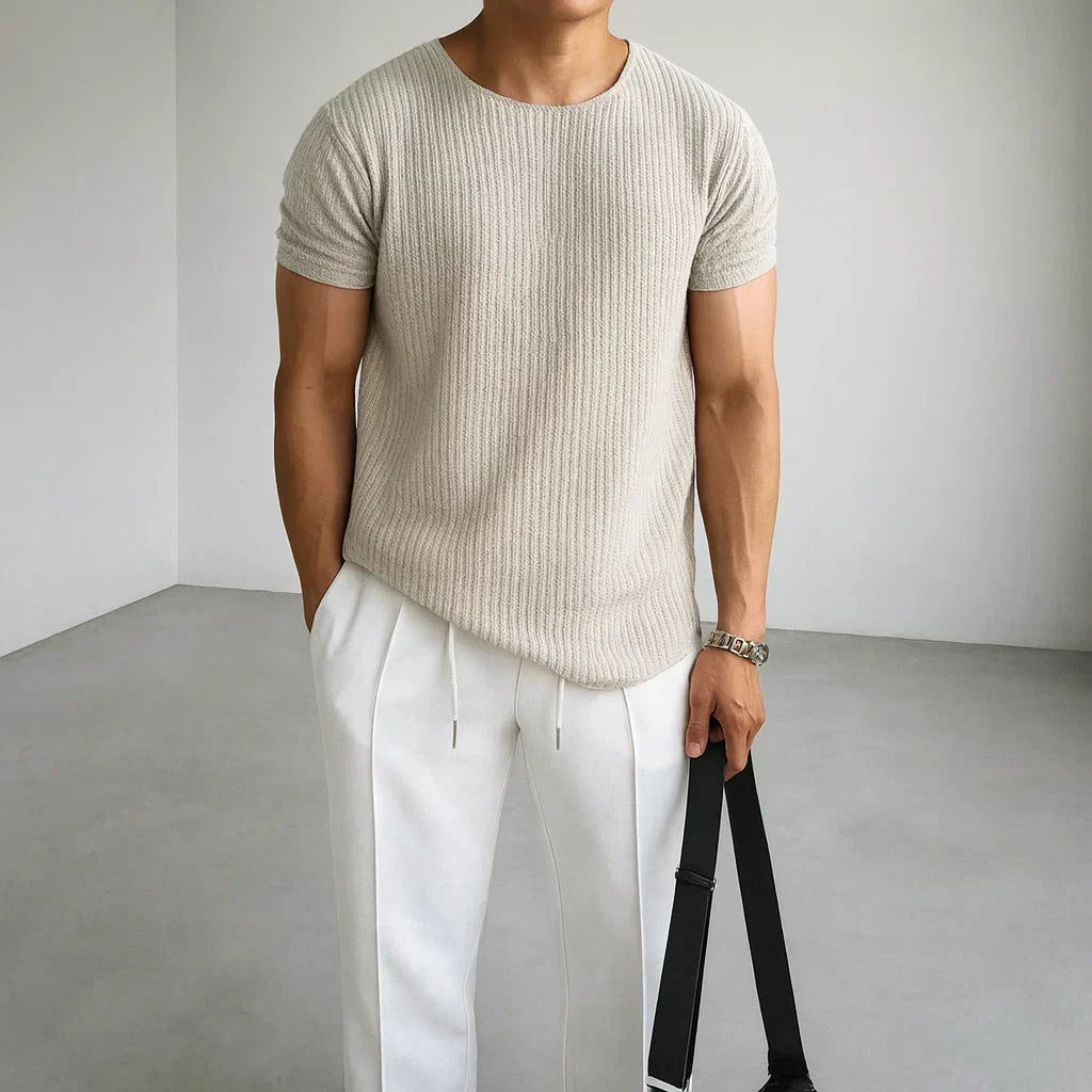 Calo Knit Tee | Men's Fine Knit T-Shirt | Premium Casual Smart Tee UK
