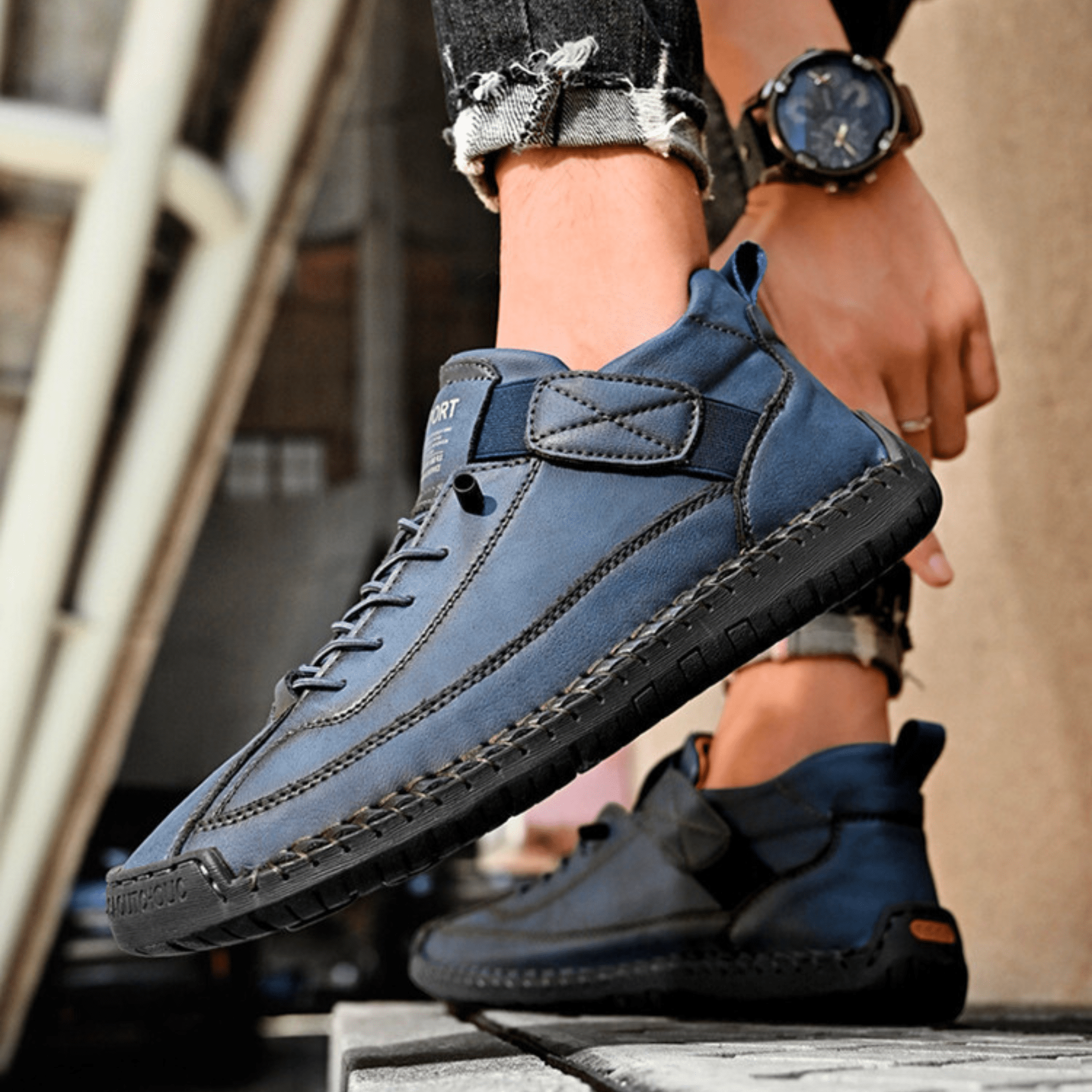 Hutton Artisan Leather Trainers | Men's Genuine Leather Trainers | Smart Casual Fashion Shoes UK