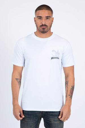 Western Cowboy Rider Graphic Tee | T-Shirt | Men's Cotton White Western Print