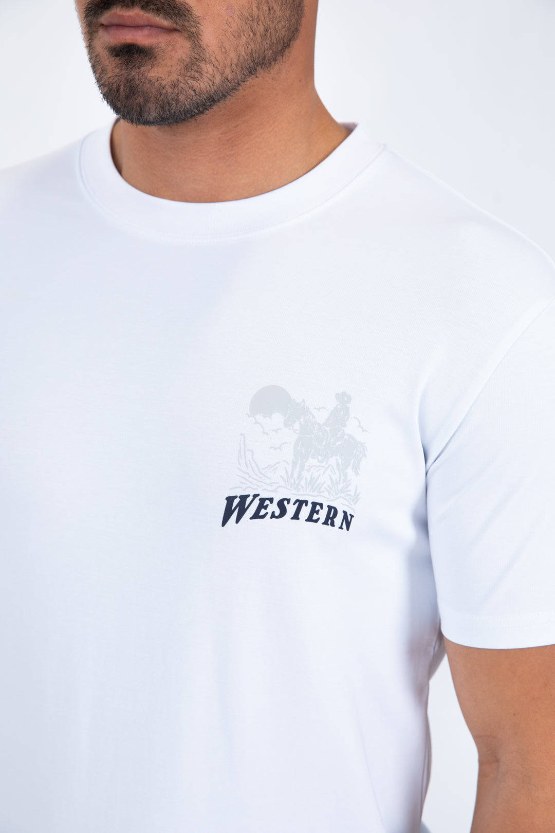 Western Cowboy Rider Graphic Tee | T-Shirt | Men's Cotton White Western Print