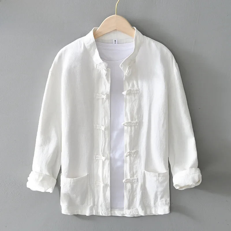 Ellis Mandarin Collar Shirt | Men's Oxford Button-Down Shirt | Smart Casual Formal Top UK