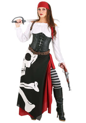 Skeleton Flag Rogue Pirate | Halloween Costume | Women's Regular Black White