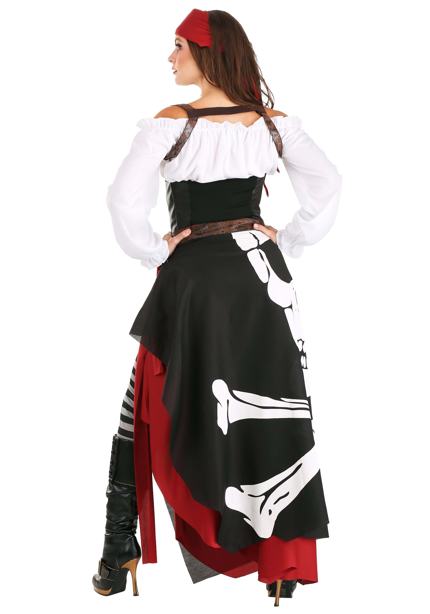 Skeleton Flag Rogue Pirate | Halloween Costume | Women's Regular Black White