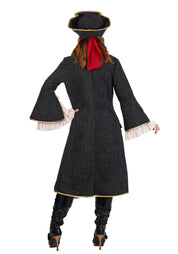 Premium Pirate Captain | Halloween Costume | Women's Regular Black Red Gold