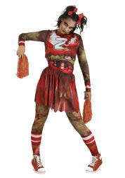 Zombie Cheerleader | Halloween Costume | Women's Regular Red Black