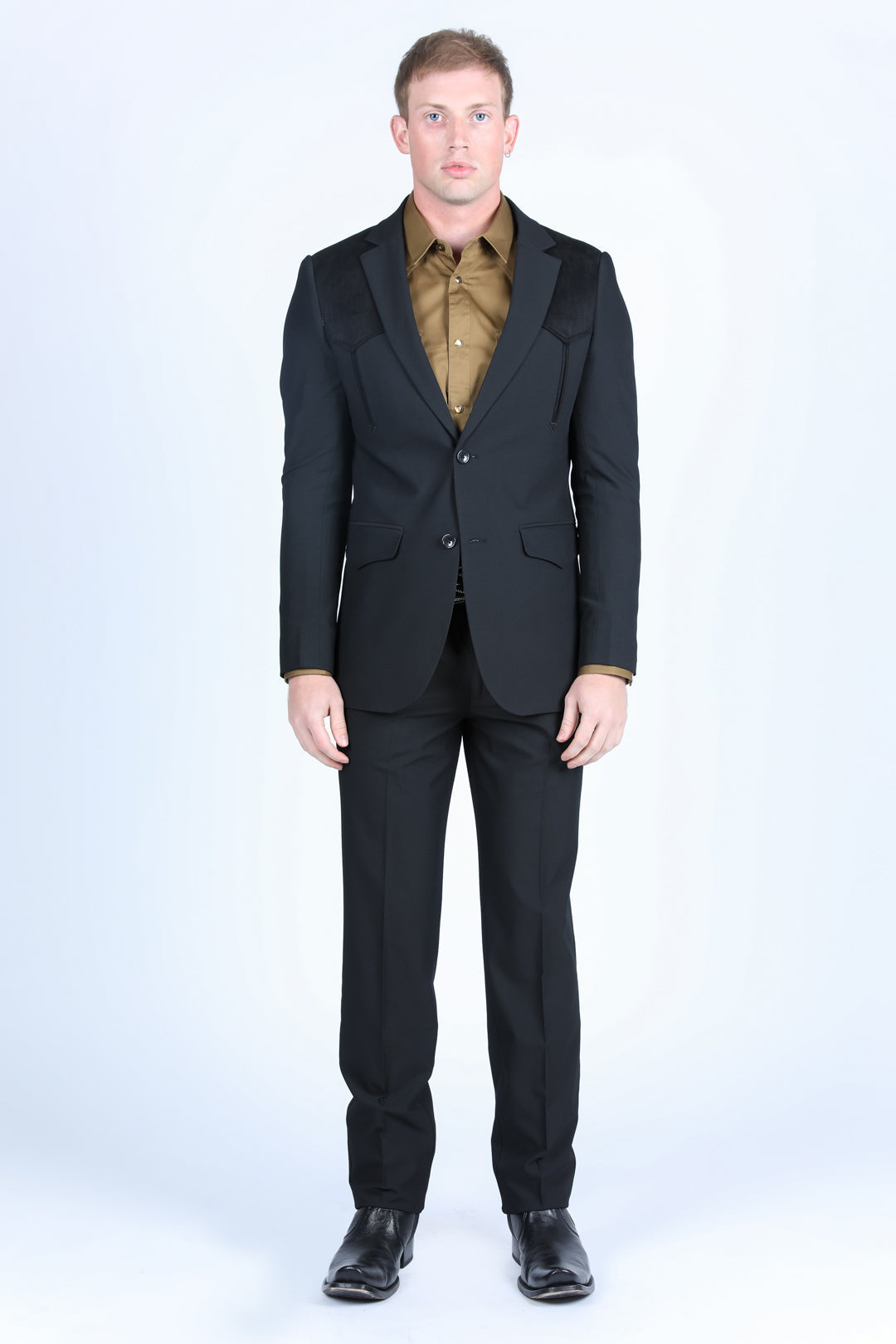 Wystan Contrast Yoke Suit | Suit | Men's Black Contrast Yoke Formal
