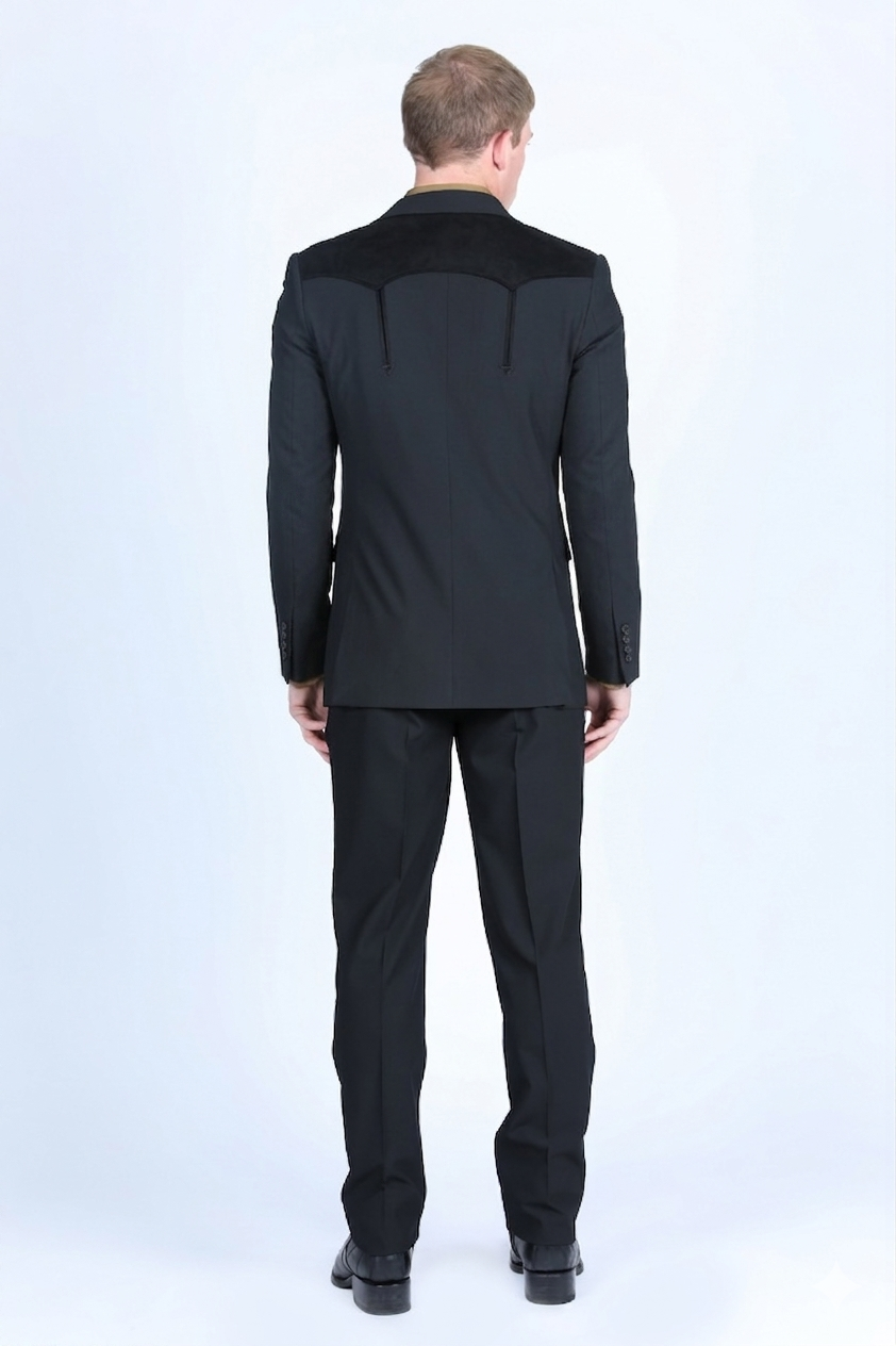 Wystan Contrast Yoke Suit | Suit | Men's Black Contrast Yoke Formal