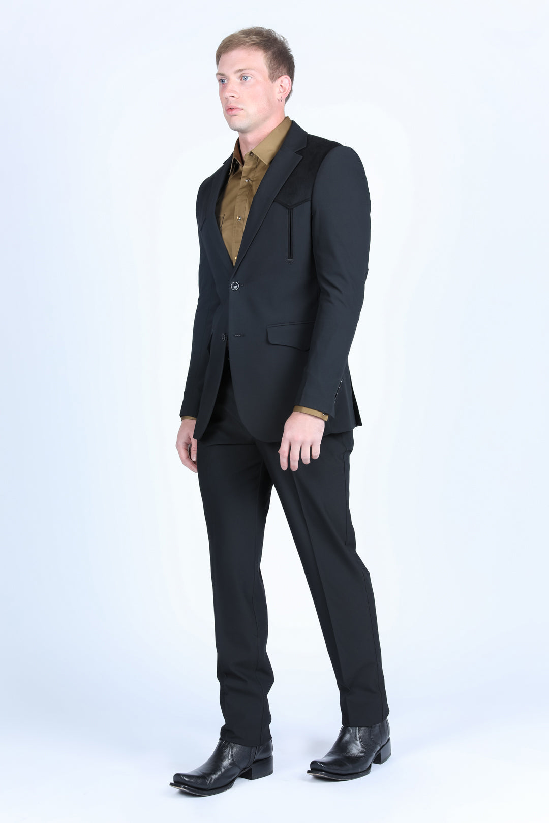 Wystan Contrast Yoke Suit | Suit | Men's Black Contrast Yoke Formal