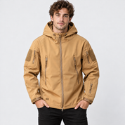 Men's Softshell Fleece-Lined Hooded Jacket – Windproof Winter Coat | Green Grey Navy | S–3XL